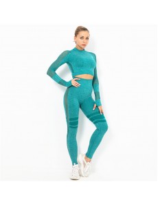Fashion Modern Breathable Workout Clothing Women Active Wear Yoga Set 8 colors Long sleeve