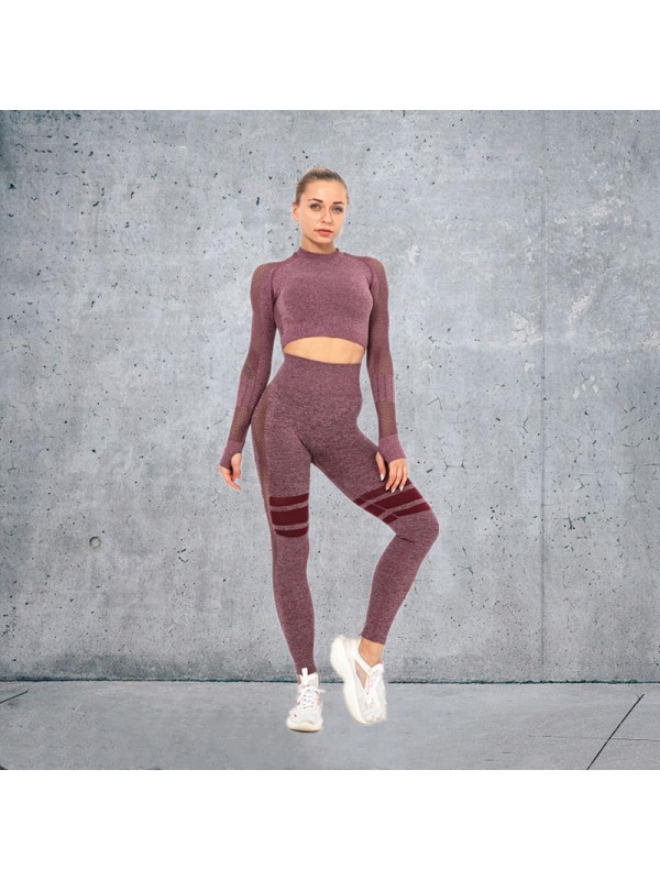 Fashion Modern Breathable Workout Clothing Women Active Wear Yoga Set 8 colors Long sleeve