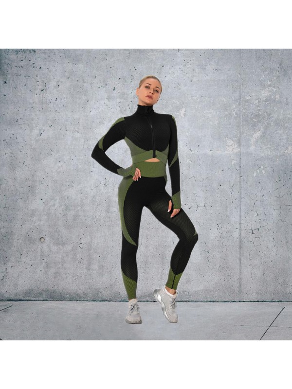 5 colors Fashion Modern Breathable Workout Clothing Women Active Wear Yoga Set hygroscopic and sweat releasing