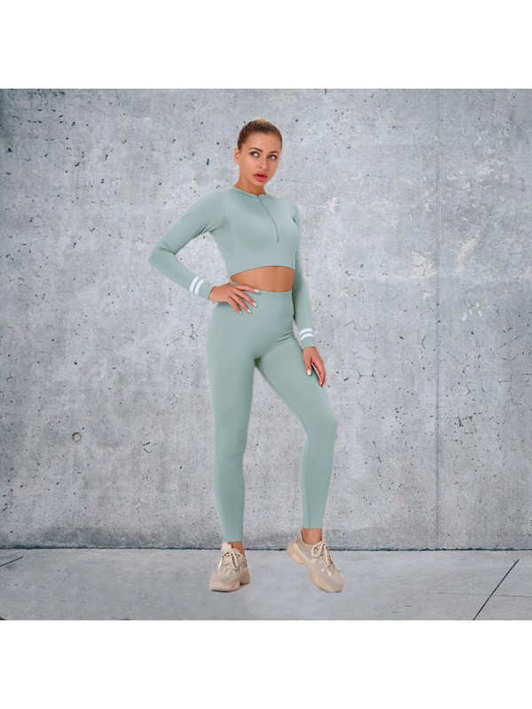 Fashion Modern Breathable Workout Clothing Women Active Wear Yoga Set 8 colors Long sleeve