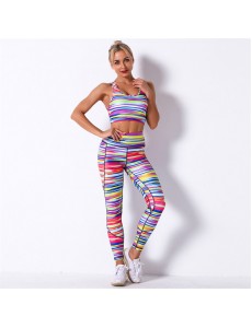 Fashion Modern Breathable Workout Clothing Women Active Wear Leggings Yoga SET digital printing