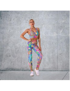Fashion Modern Breathable Workout Clothing Women Active Wear Leggings Yoga SET digital printing