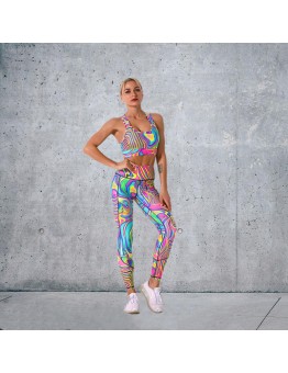 Fashion Modern Breathable Workout Clothing Women Active Wear Leggings Yoga SET digital printing