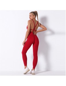 Fashion Modern Breathable Workout Clothing Women Active Wear Leggings Yoga Pants 5 colors Jumpsuit suspender Yoga suit