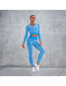 Fashion Modern Breathable Workout Clothing Women Active Wear Yoga Set 4 colors Long sleeve