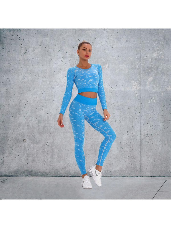 Fashion Modern Breathable Workout Clothing Women Active Wear Yoga Set 4 colors Long sleeve