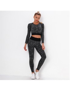 Fashion Modern Breathable Workout Clothing Women Active Wear Yoga Set 4 colors Long sleeve