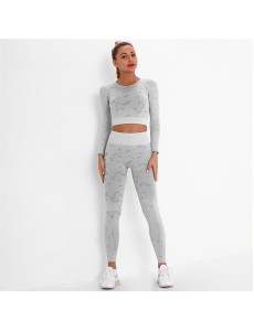 Fashion Modern Breathable Workout Clothing Women Active Wear Yoga Set 4 colors Long sleeve