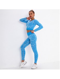 Fashion Modern Breathable Workout Clothing Women Active Wear Yoga Set 4 colors Long sleeve