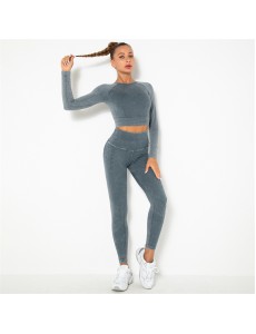 Fashion Modern Breathable Workout Clothing Women Active Wear Yoga Set 6 colors Long sleeve
