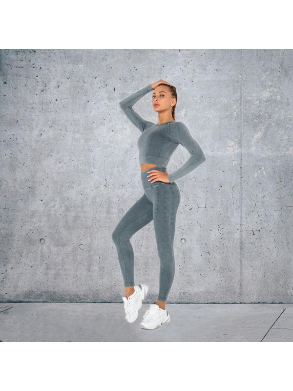 Fashion Modern Breathable Workout Clothing Women Active Wear Yoga Set 6 colors Long sleeve