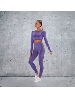 Fashion Modern Breathable Workout Clothing Women Active Wear Yoga Set 7 colors Long sleeve