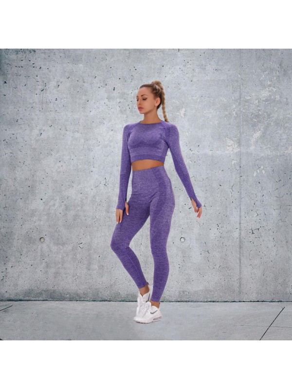 Fashion Modern Breathable Workout Clothing Women Active Wear Yoga Set 7 colors Long sleeve