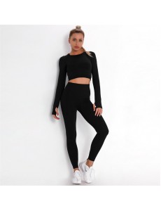 Fashion Modern Breathable Workout Clothing Women Active Wear Yoga Set 7 colors Long sleeve