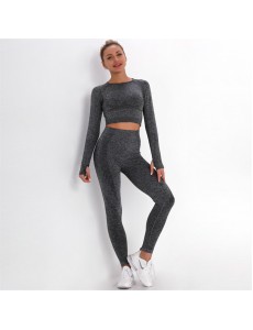 Fashion Modern Breathable Workout Clothing Women Active Wear Yoga Set 7 colors Long sleeve