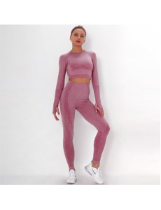 Fashion Modern Breathable Workout Clothing Women Active Wear Yoga Set 7 colors Long sleeve