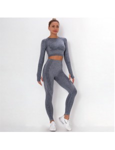 Fashion Modern Breathable Workout Clothing Women Active Wear Yoga Set 7 colors Long sleeve