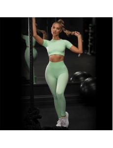 Fashion Modern Breathable Workout Clothing Women Active Wear Leggings Yoga Pants 8 colors Short sleeve