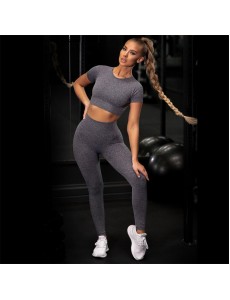 Fashion Modern Breathable Workout Clothing Women Active Wear Leggings Yoga Pants 8 colors Short sleeve