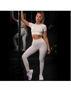 Fashion Modern Breathable Workout Clothing Women Active Wear Leggings Yoga Pants 8 colors Short sleeve