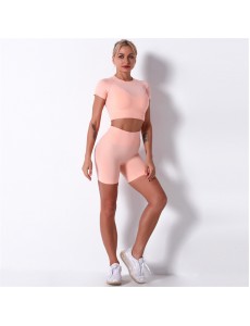 8 colors Fashion Modern Breathable Workout Clothing Women Active Wear Leggings Yoga Pants Short sleeve