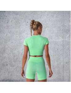 8 colors Fashion Modern Breathable Workout Clothing Women Active Wear Leggings Yoga Pants Short sleeve